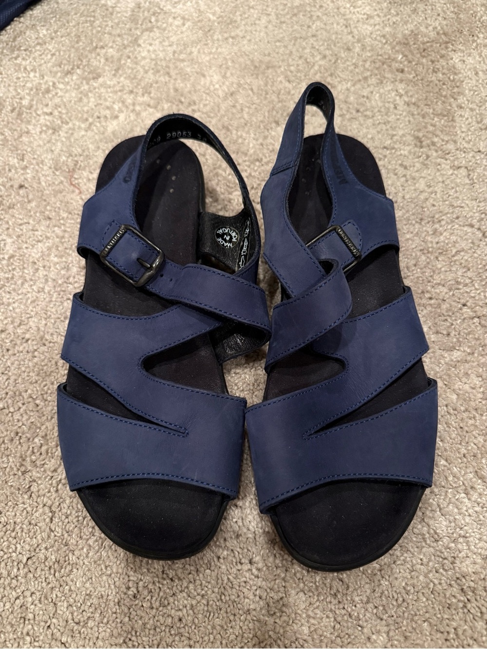 Mephisto Navy Nubuck Strappy Sandals